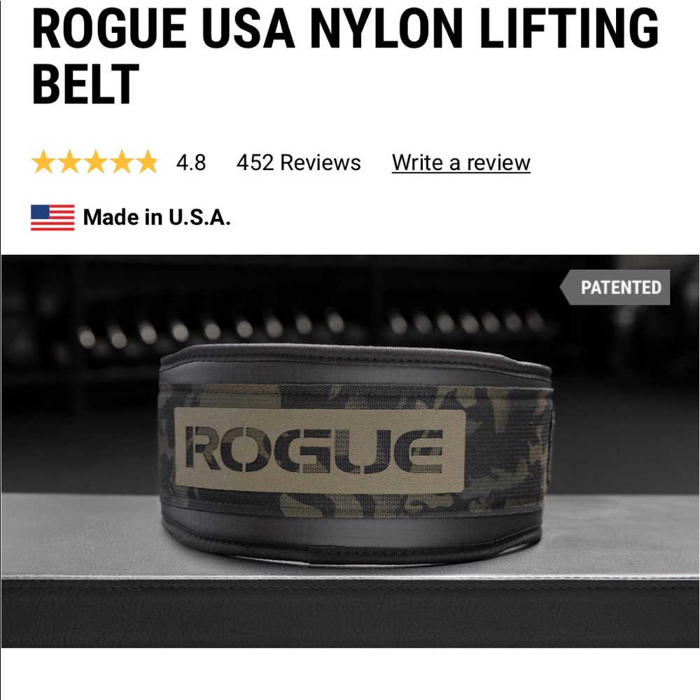 ROGUE Weightlifting Belt Size Small